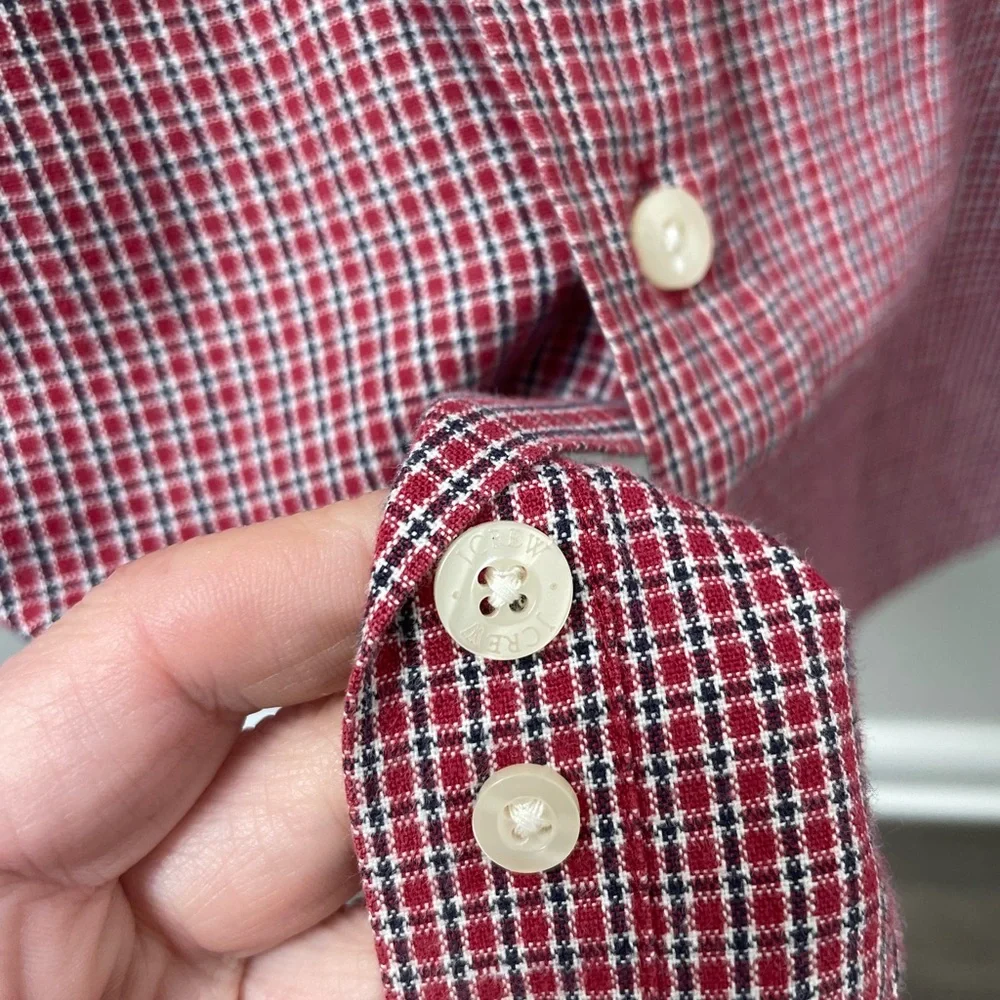 J. Crew 100% Cotton Red Microplaid Button Down Men’s Large